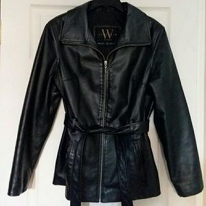 -New York- black leather jacket